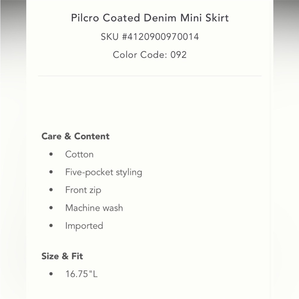 Pilcro Light Blue with silver metallic Mini Skirt - Picture 5 of 10